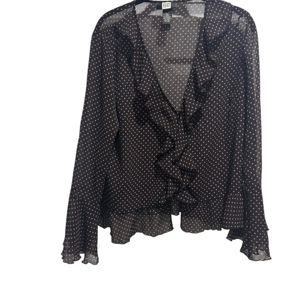 Studio 1940 Black and Pink Polka Dot Blouse - Picture 1 of 6